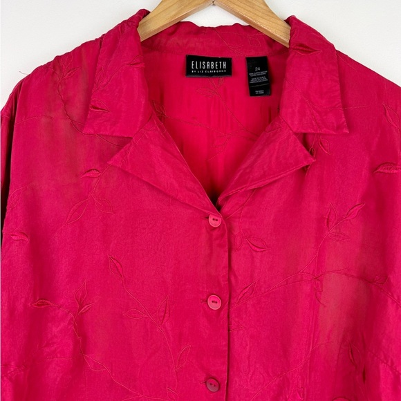Elisabeth Vintage Red Embroidered Satin Blouse - Picture 2 of 8